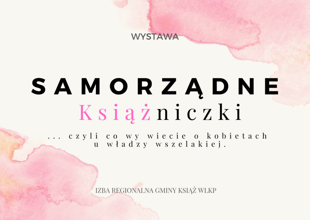 Na obrazku znajdują się różowe artystyczne plamy i informacja o wystawiemy