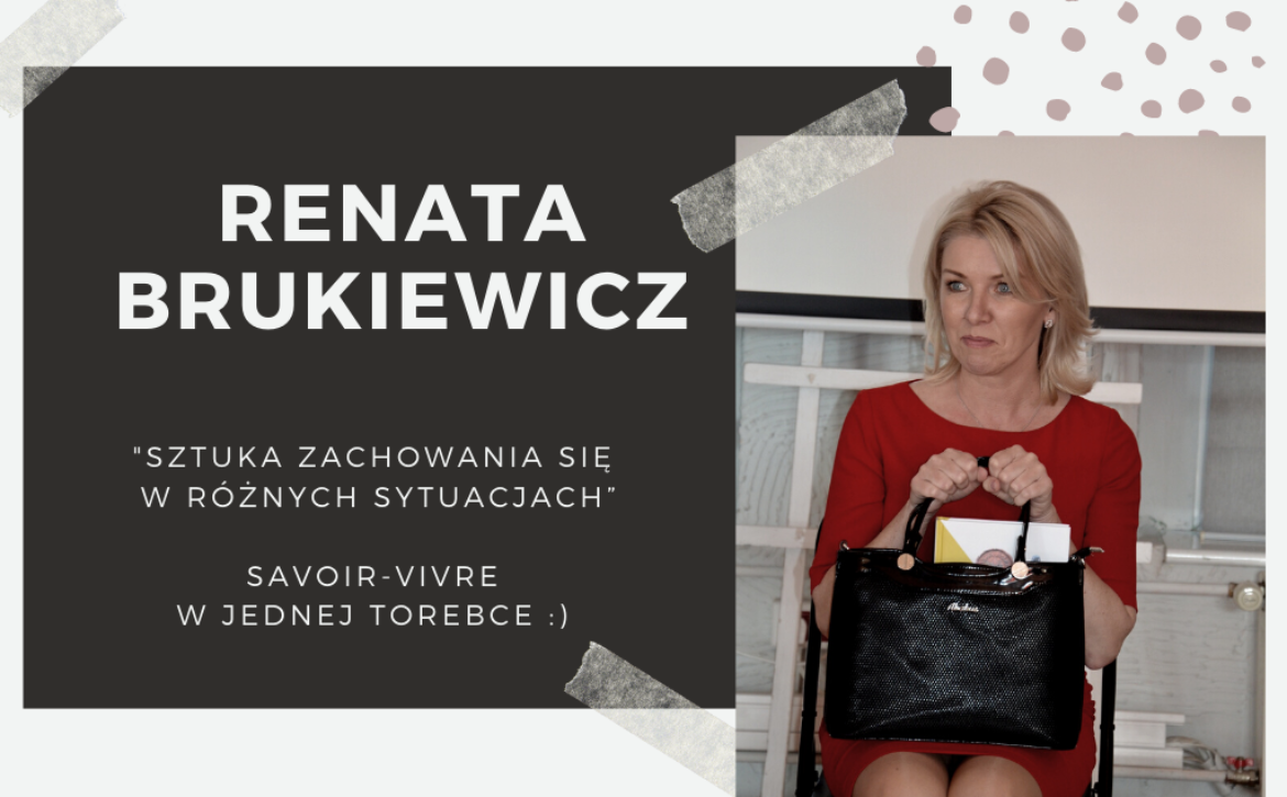 Na obrazku znjaduje się kobieta trzymajaca torebkę na kolanach i informacje o nich
