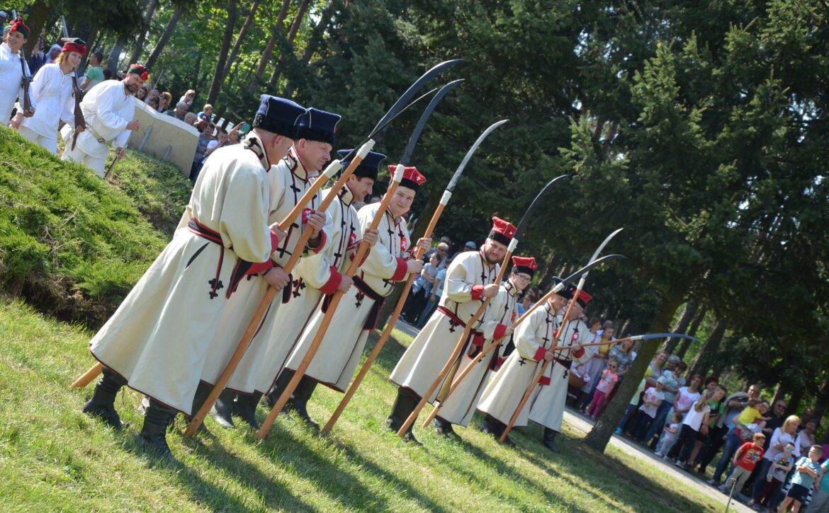 Zdjęcie przedstawia kosynierów