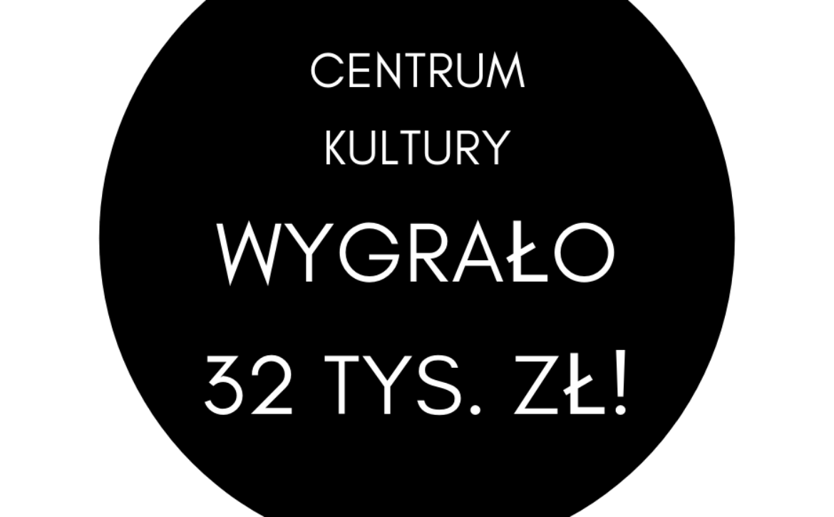 Na obrazku jest czarna kropka, a w niej informacja o tym, że CK wygrało 32 tys. zł