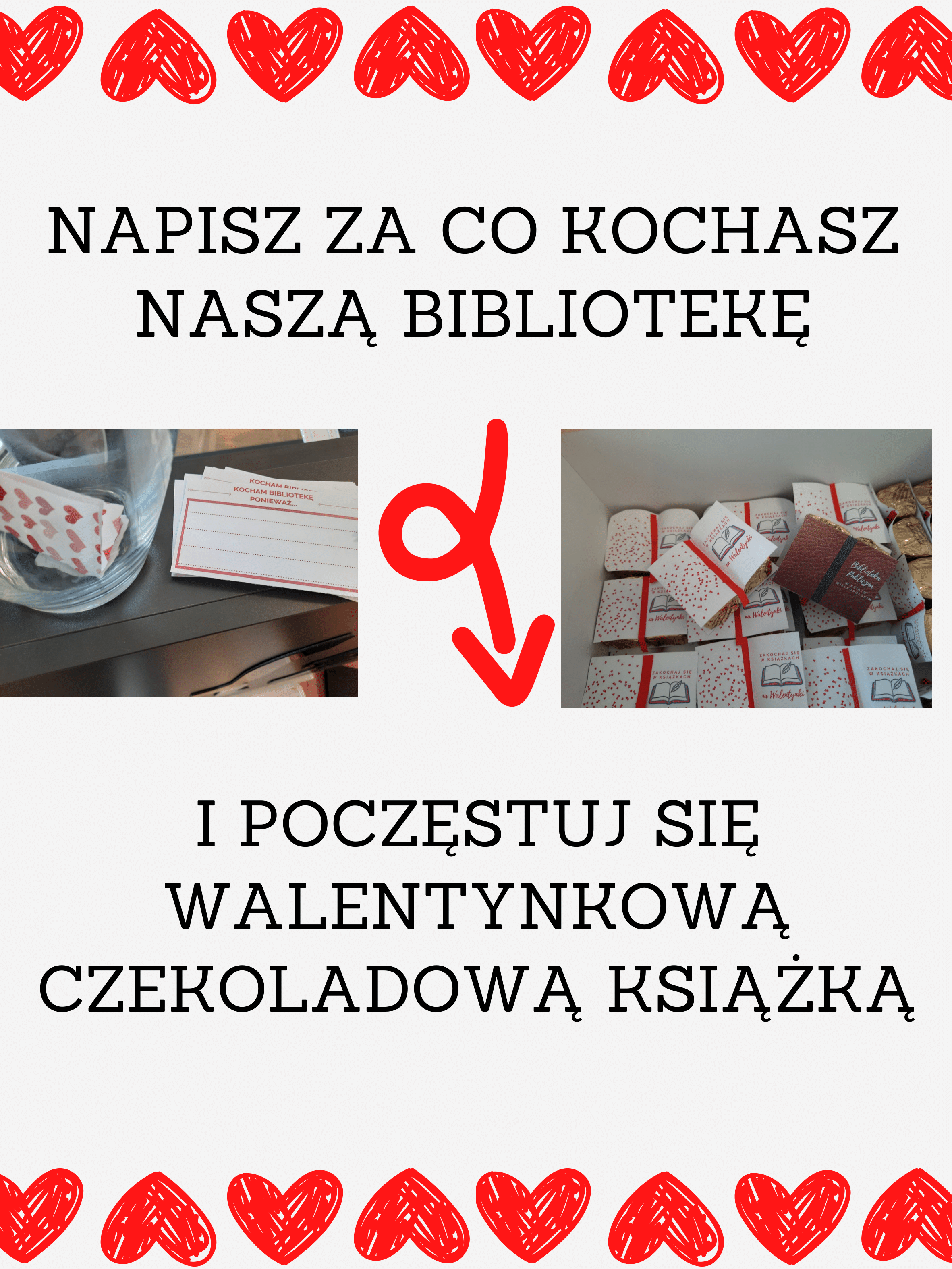 Na obrazku są karteczki oraz książeczki z czekoladek