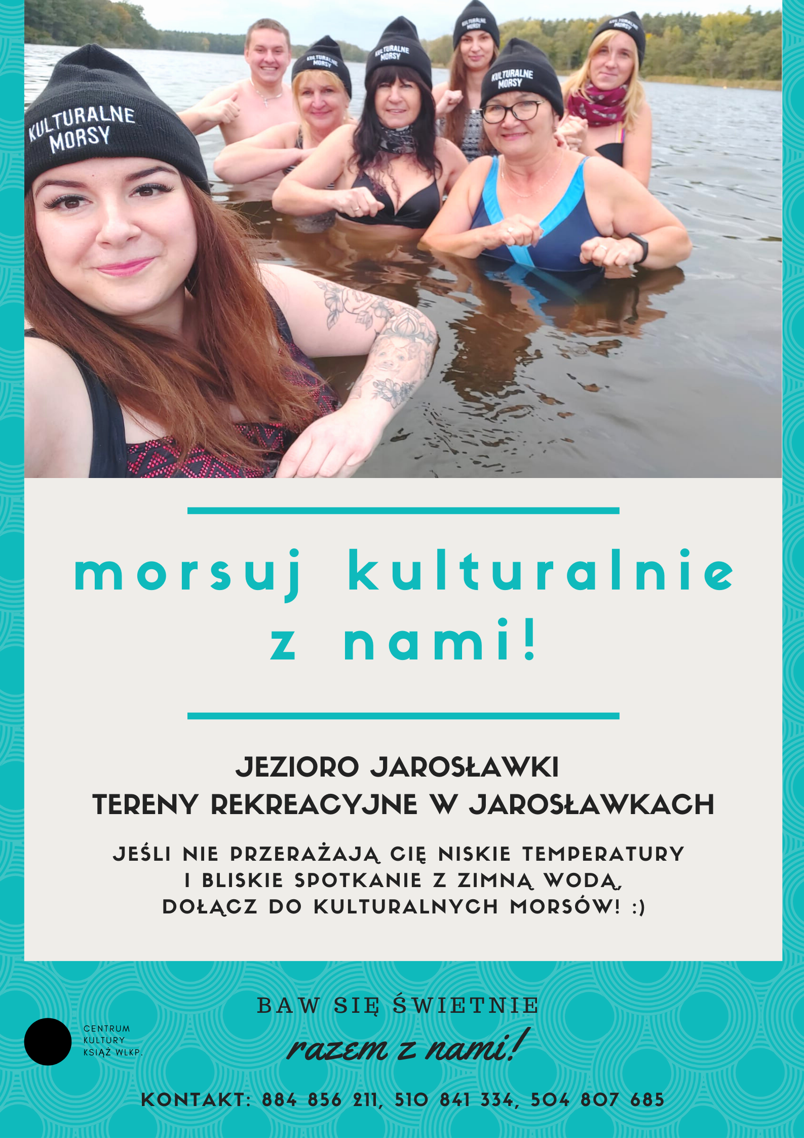 Zdjęcie przedstawia plakat zachęcający do morsowania.