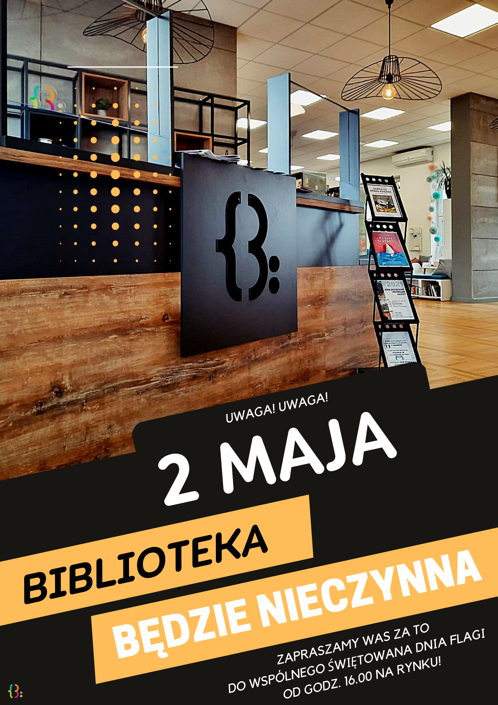 2 maja biblioteka bedzie nieczynna plakat