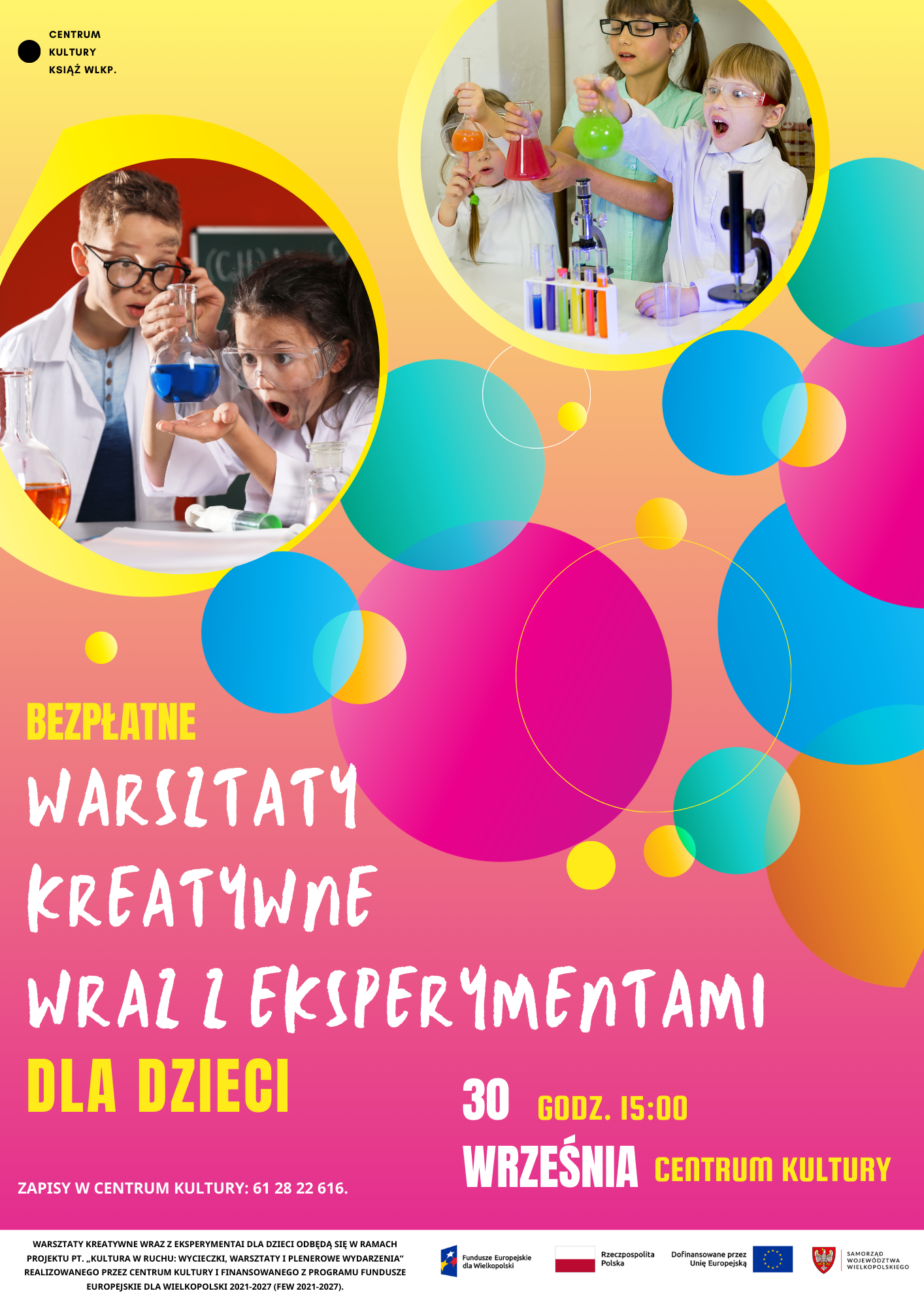 warsztaty kreatywne wraz z eksperymentami dla dzieci – lipiec i sierpień 2025