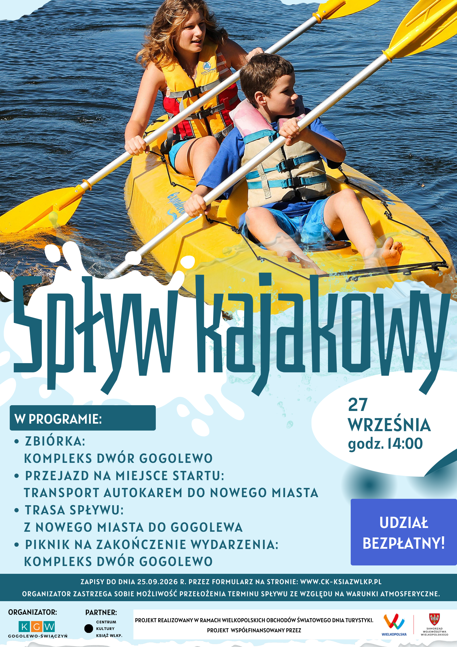 spływ kajakowy 2026 plakat